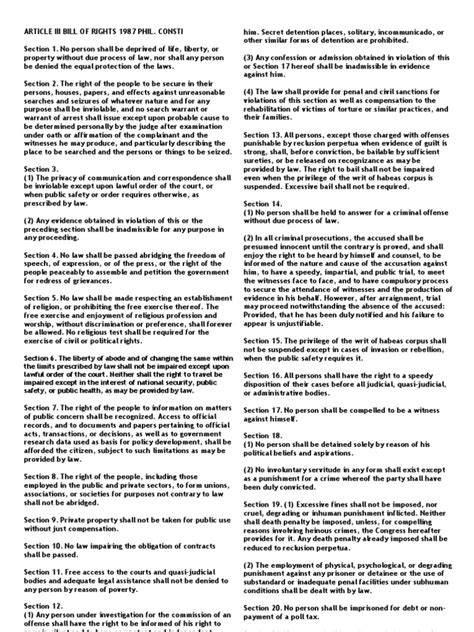 PC1987 / ARTICLE. 3 BILL OF RIGHTS / SECTION 1.